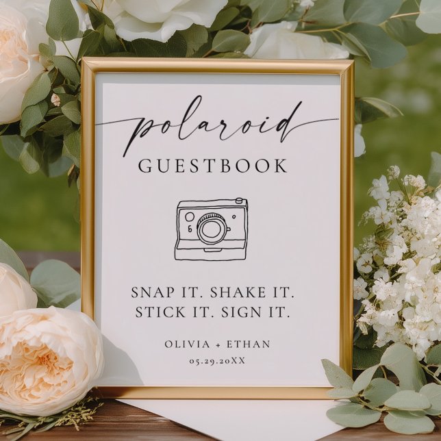Póster Polaroid Photo Wedding Guestbook Sign (Polaroid Photo Wedding Guest Book Sign)