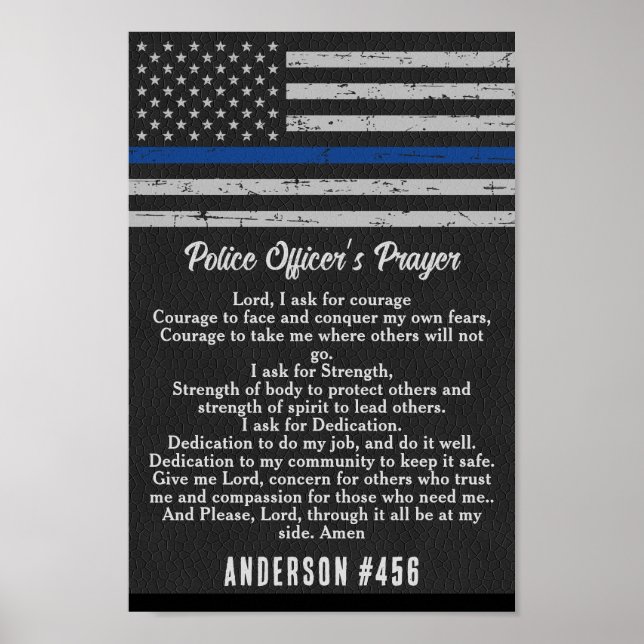 Póster Police Officers Prayer Thin Blue Line (Frente)
