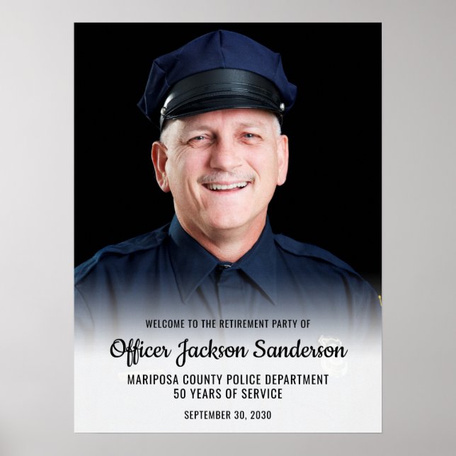 Póster Police Retirement Blue Line Flag Photo Welcome (Frente)