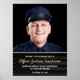 Póster Police Retirement Blue Line Flag Photo Welcome