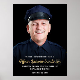 Póster Police Retirement Blue Line Flag Photo Welcome
