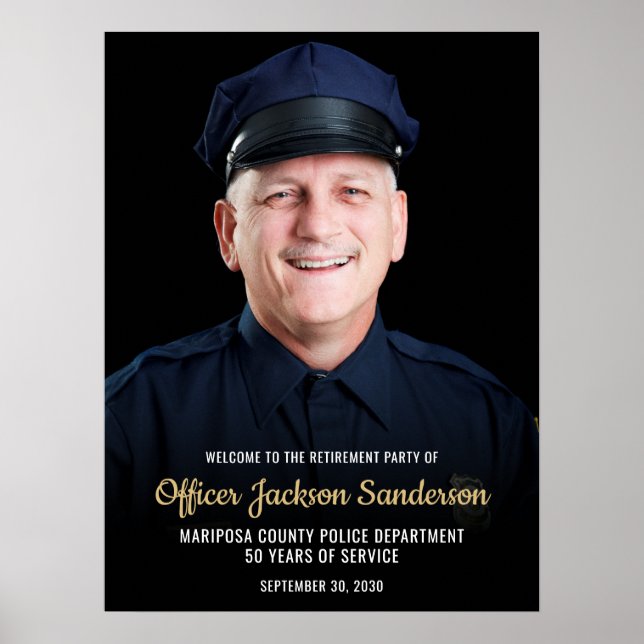 Póster Police Retirement Blue Line Flag Photo Welcome (Frente)