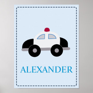 Póster Policía Coche Cop Policía Oficial Nursera Infantil