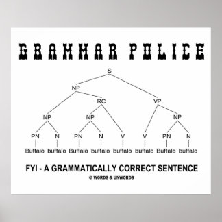 Póster Policía de gramática (Sentencia correcta de búfalo