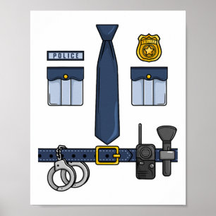 Póster Policía de Halloween disfraza oficina de policía d