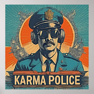 Póster Policía de Karma - Antojo retro en colores audaces