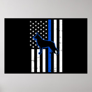 Póster Policía de Pastor Alemán perro K9 Patriótico
