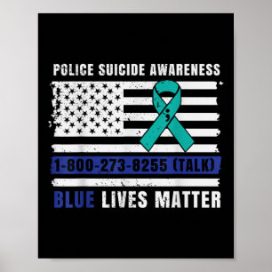Póster Policía se suicida concientización azul vida fuerz