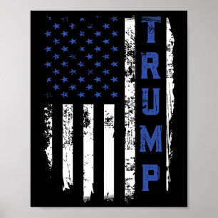 Póster Policia Trump Línea Azul Fila Republicano Cop Usa