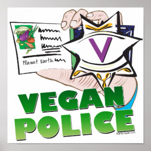 Póster Policía vegana