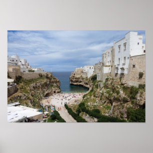 Póster Polignano una playa de ciudad mare en Puglia poste
