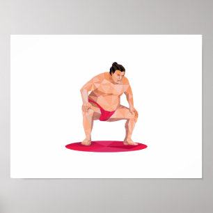 Póster Polígono bajo del sumo de la posición en cuclillas