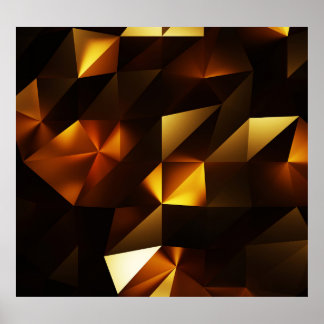 Póster Polígono dorado: representación abstracta 3D