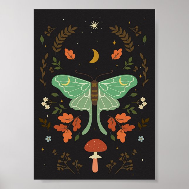 Póster polilla al estilo boho. (Frente)