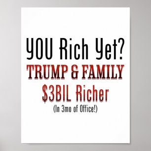 Póster Político divertido corrupto Trump se enriquece en