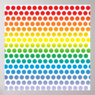 Póster Polka arco iris con puntos blancos