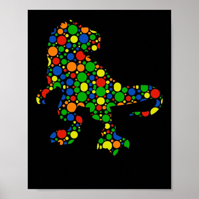 Póster Polka Dot T Rex Dinosaurio 15 de septiembre Día de (Frente)