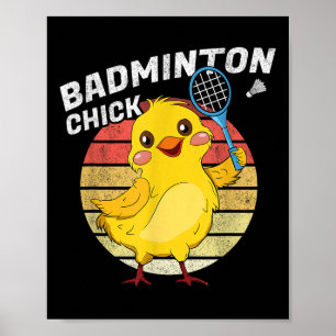 Póster Pollita de bádminton Retro Pollo Gallina Femenina