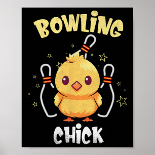 Póster Pollita de bolos divertida atleta de pollo gallina