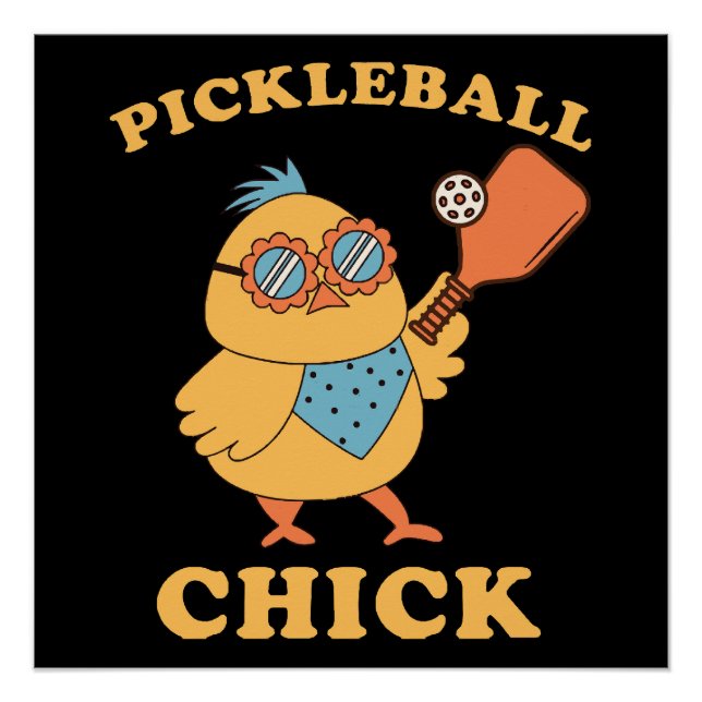Póster Pollita de Pickleball - retro (Anverso)
