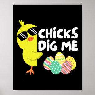 Póster Pollitas Divertidas Me Gustan Pascua Feliz Pascua