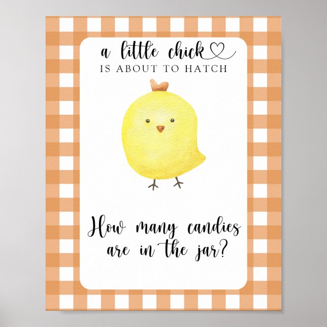 Póster Pollito - adivina cuántos dulces (Frente)