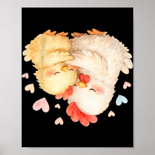 Póster Pollito Aprecioso de Acuarela Abarcando Suavemente