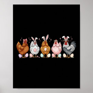 Póster Pollito de Pascua Orejas de Conejo Gallo Granjero