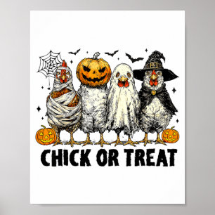 Póster Pollito Divertido O Truco Halloween Bruja Espeluzn