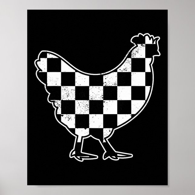 Póster Pollito Granjero de Gallinas a Cuadros Carrera de  (Frente)