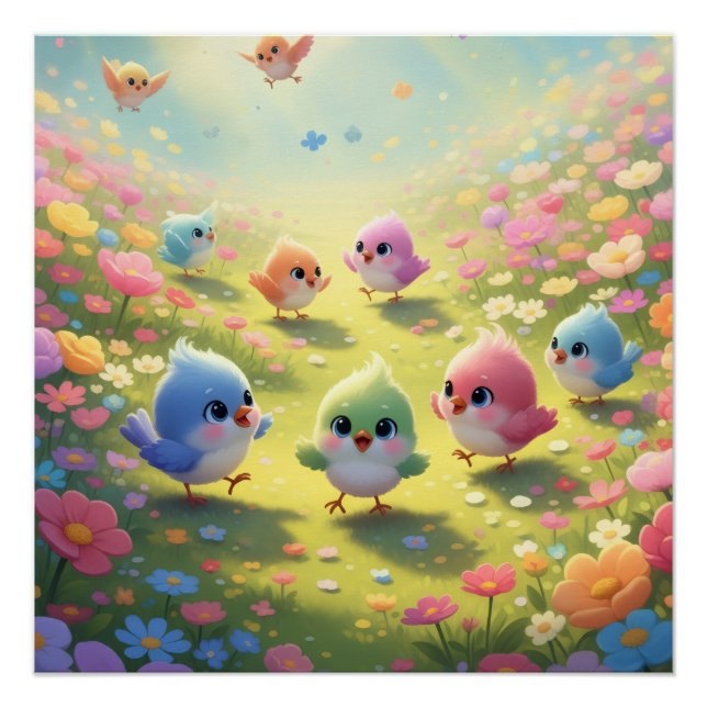 Póster Pollitos Coloridos (Anverso)
