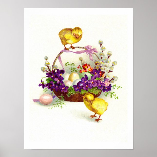 Póster Pollitos de Pascua y huevos (Frente)