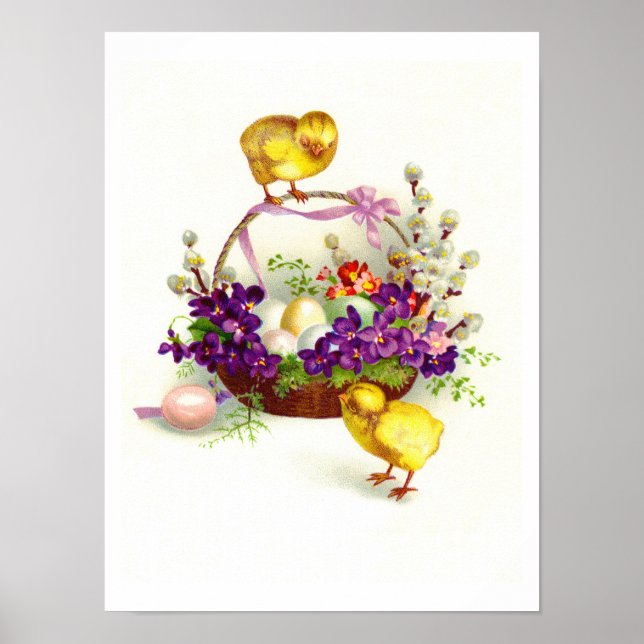 Póster Pollitos y huevos de Pascua (Frente)