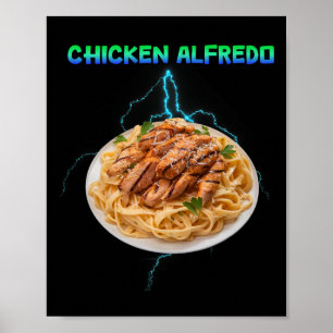 Póster Pollo Alfredo Meme Bootleg Estilo Rap 90s Vintage