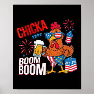 Póster Pollo Boom Boom Retro América Chicka Cerveza 4to D