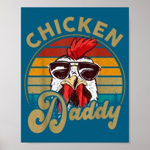 Póster Pollo-camisa Gallo Papá Vintage Granjero Divertido