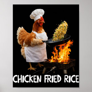 Póster Pollo Chef Meme Cocción Humor Divertido Pollo Frit