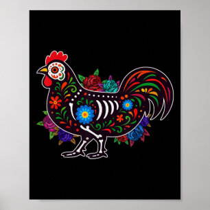 Póster Pollo con cráneo de azúcar Dia De Muertos Día de H