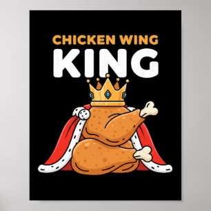 Póster Pollo coronado rey de las alas de pollo