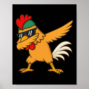 Póster Pollo Dab Meme Baile De Animales Regalos Divertido