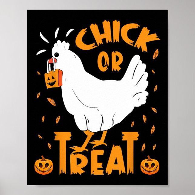 Póster Pollo De Halloween O Trate Graciosamente Pollo De  (Frente)