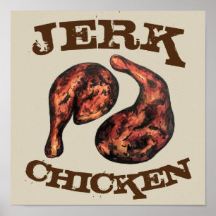 Póster Pollo de Jerk Caribe Comida jamaiquina del oeste d