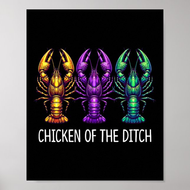 Póster Pollo De La Pechuga - Mardi Gras Cajun Crawfish - (Frente)