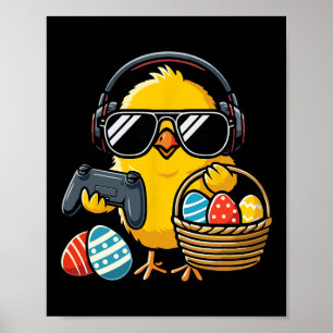 Póster Pollo de Pascua Retro Divertido para Juegos de Pas