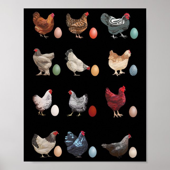 Póster Pollo divertido con huevos Día de Pascua Pollo de  (Frente)
