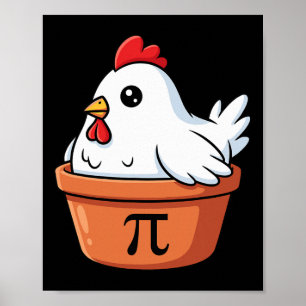Póster Pollo Divertido Día de Pi Pastel Amantes de las Ma