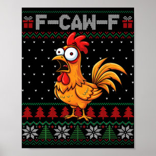 Póster Pollo divertido humorístico cita Navidad suéter fe