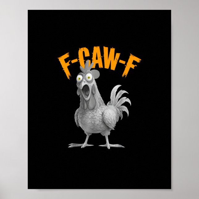 Póster Pollo F-Caw-F divertido Pollo F-Caw-F Retro Clásic (Frente)
