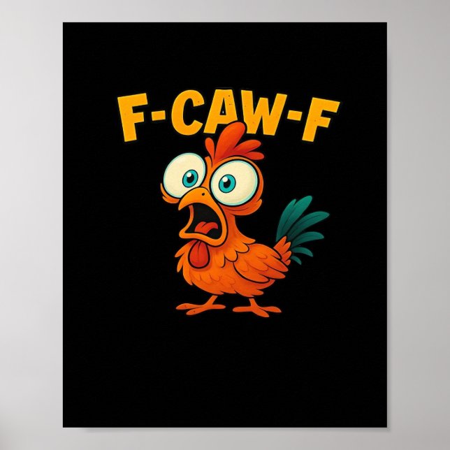 Póster Pollo F-Caw-F Esencial Divertido Moderno (Frente)