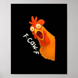 Póster Pollo F-Caw-F Retro Clásico